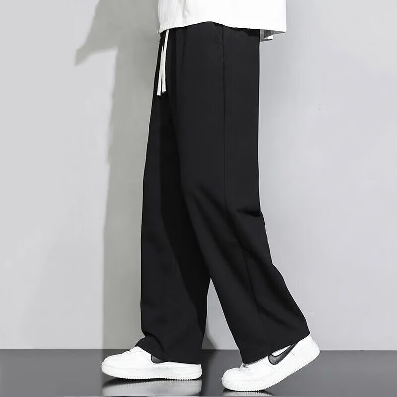 闳风加绒裤子男秋冬季2026新款休闲裤男直筒阔腿宽松卫裤百搭运动长裤 K151黑色 【春秋款】 XL