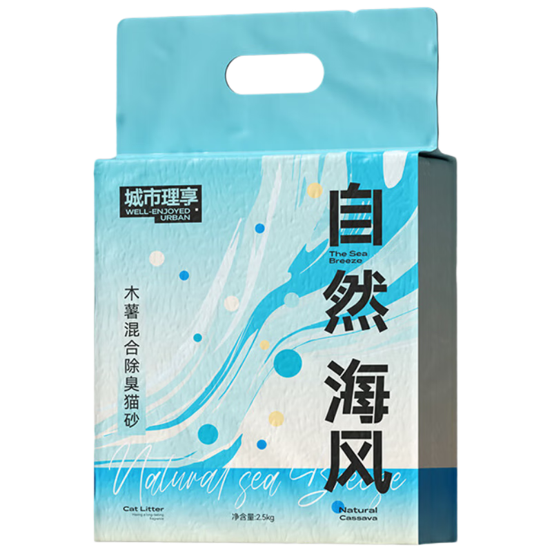 城市理享自然海风拒绝粘底近无尘豆腐木薯膨润土除臭因子四合一猫砂