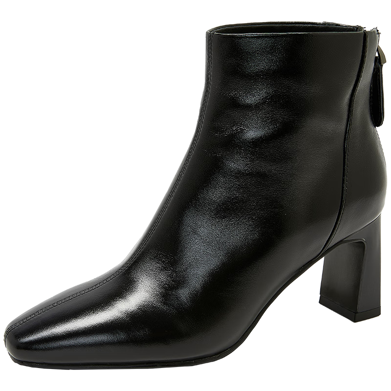 康莉（COMELY）【巴黎時裝周同款】真皮高跟短靴女2025冬季新款靴子 甜酷黑 37