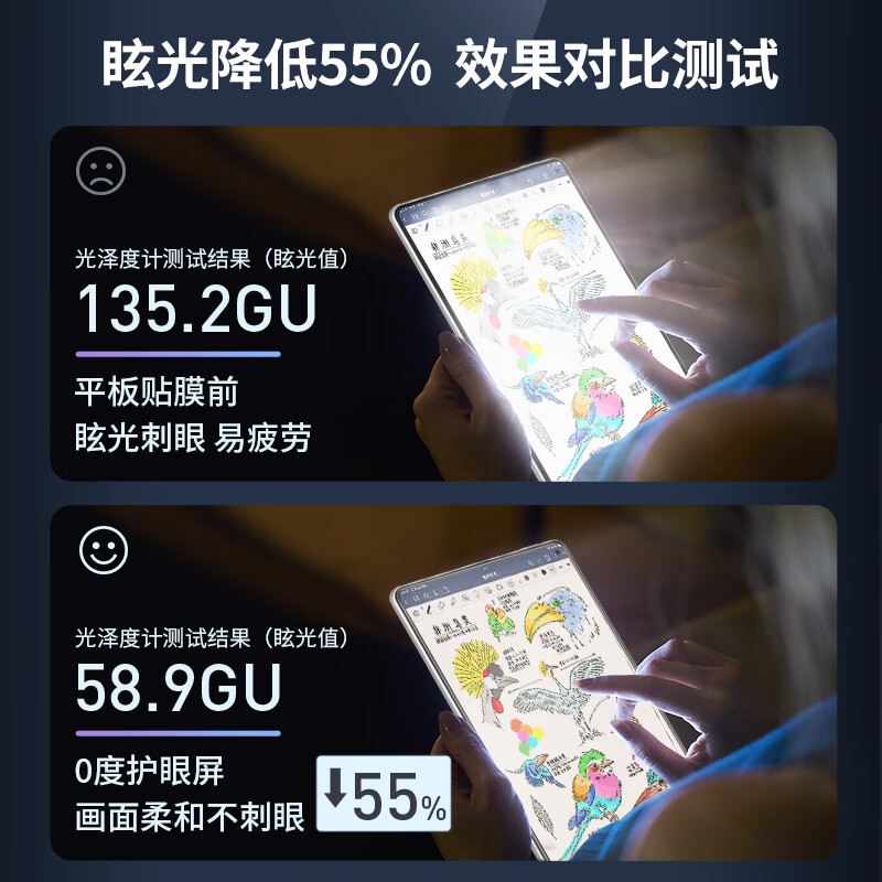0度适用2025款华为平板钢化膜matepad pro13.2 MATEPADPRO12.2钢化膜柔光护眼防蓝光膜2025款保护膜 华为MatePadmini-8.8英寸 高清高透版-六项防护