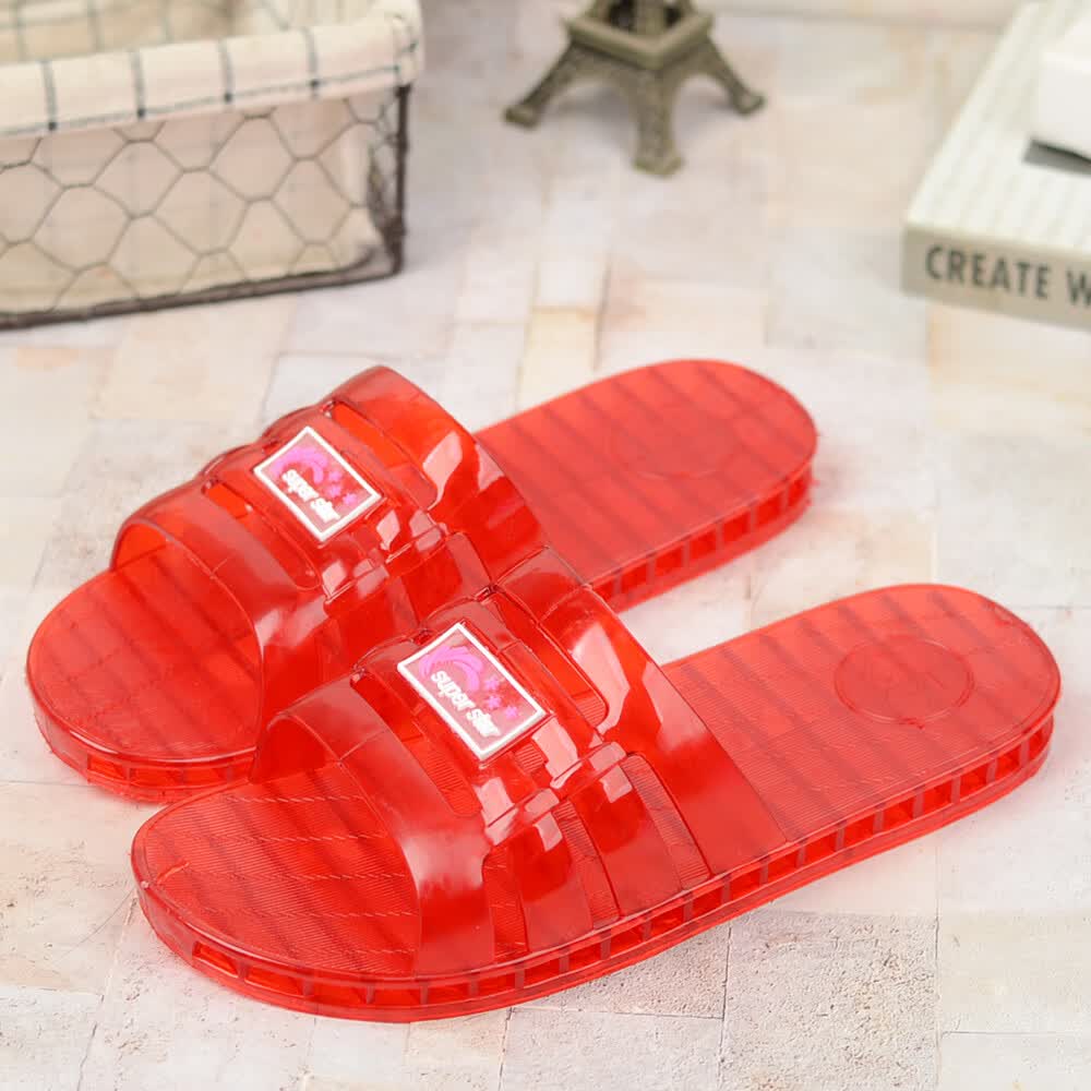 卡悠莱老式拖鞋80年代防臭洗澡水晶透明一字拖女居家防滑果冻塑胶老式