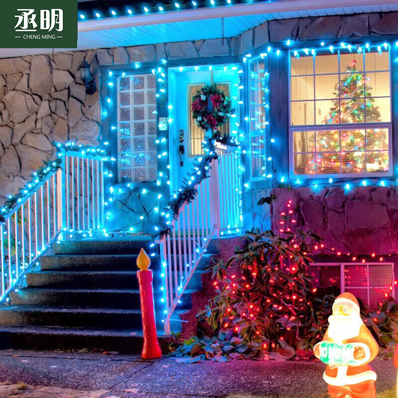 丞明太阳能led串灯户外防水庭院灯彩灯装饰灯节日氛围灯室外挂树灯 22米彩光-200颗灯珠 8种闪烁模式