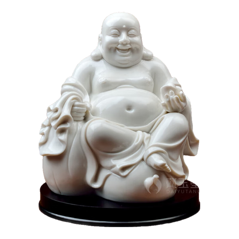戴玉堂陶瓷笑佛擺件 德化白瓷中式禪意裝飾工藝品/代代有福彌勒 D21-31 玉白上釉