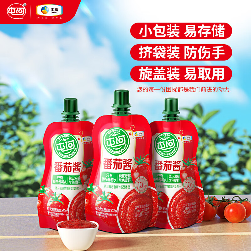 屯河新疆内蒙番茄酱小包100g零添加剂西红柿酱挤挤装便携使用袋装 100g*5袋