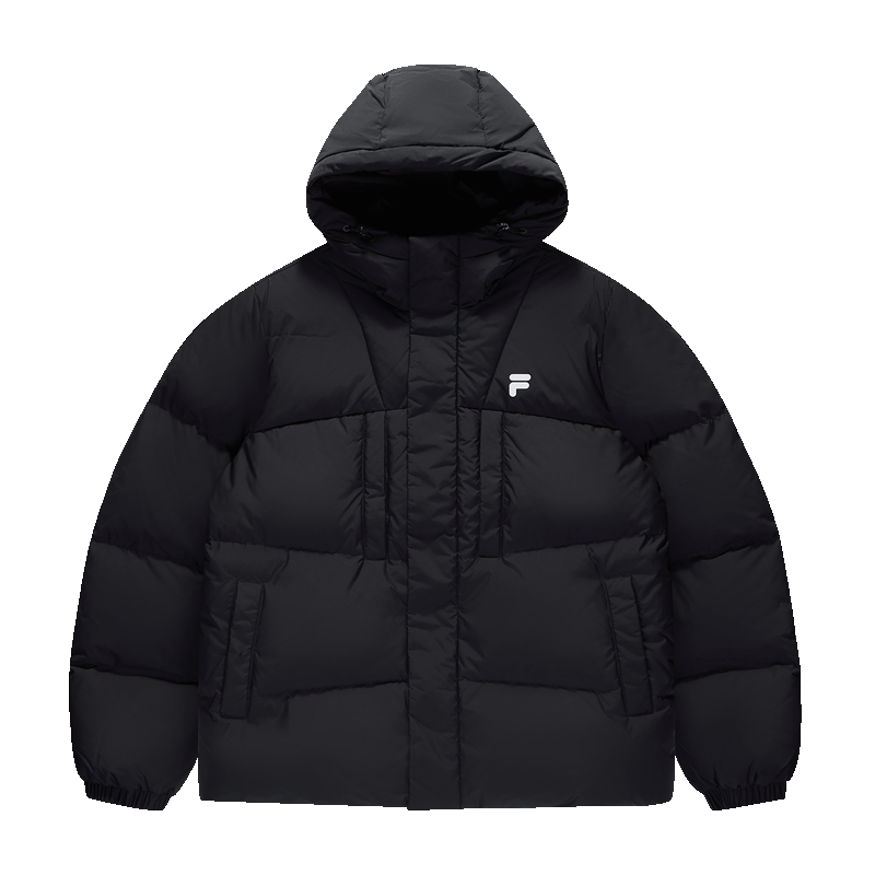 FILA FUSION潮牌保暖羽绒服男女宽松连帽外套舒适百搭