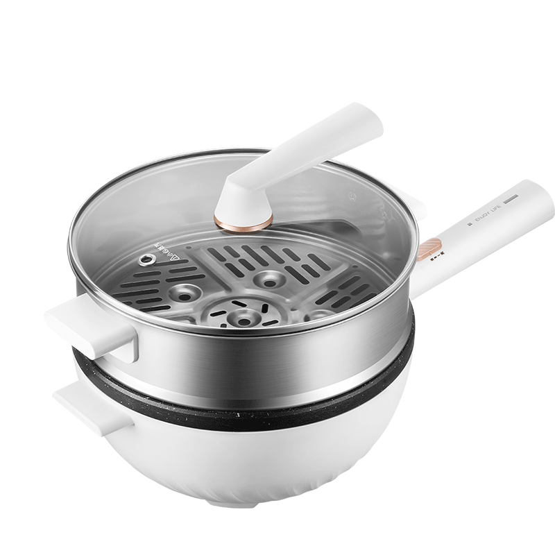 美的（Midea）电炒锅 电火锅 电蒸锅 电煮锅 家用多用途炒菜专用锅 4L一体电热锅不粘锅 HGE2811B 配蒸笼木铲