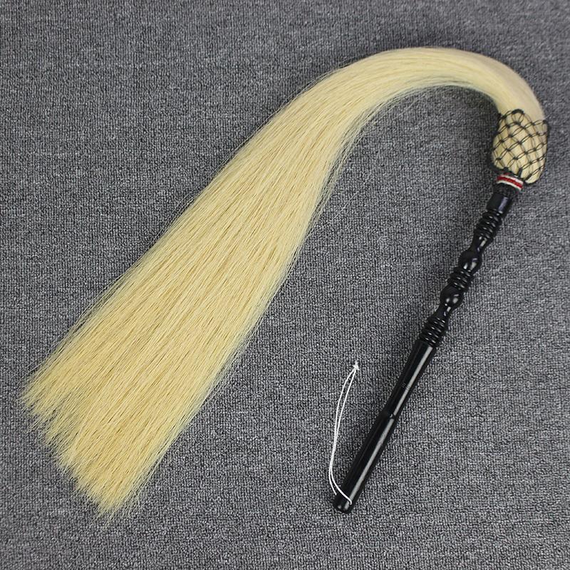 旋龍真馬尾太極拂塵蠅甩子法器道具浮塵道士用品太監(jiān)佛塵掃 黑柄-升級款真馬尾-50公分