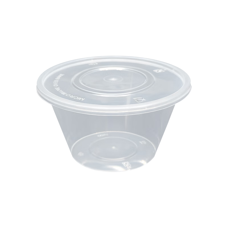 稷王谷1000ml圆碗一次性饭盒透明塑料餐盒加厚带盖外卖打包盒可微波餐具 【1000ml圆形餐盒】300套装