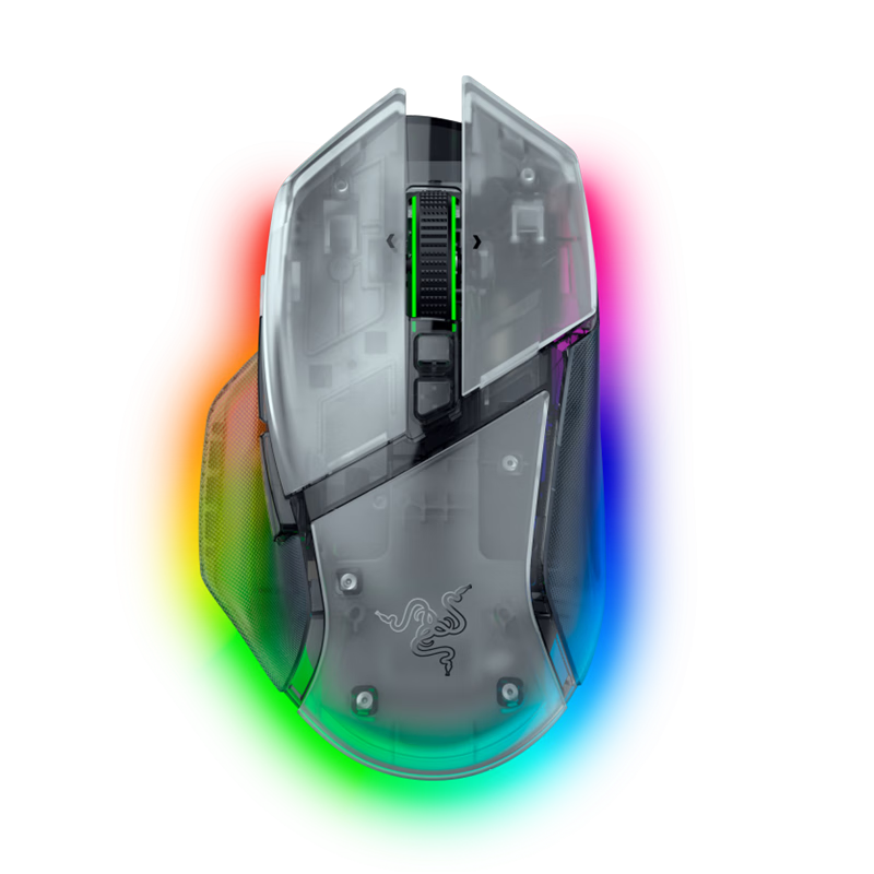 雷蛇（Razer）巴塞利斯蛇V3专业版 35K幻影白 无线鼠标 人体工学设计 RGB幻彩灯效 吃鸡/LOL/CS GO游戏