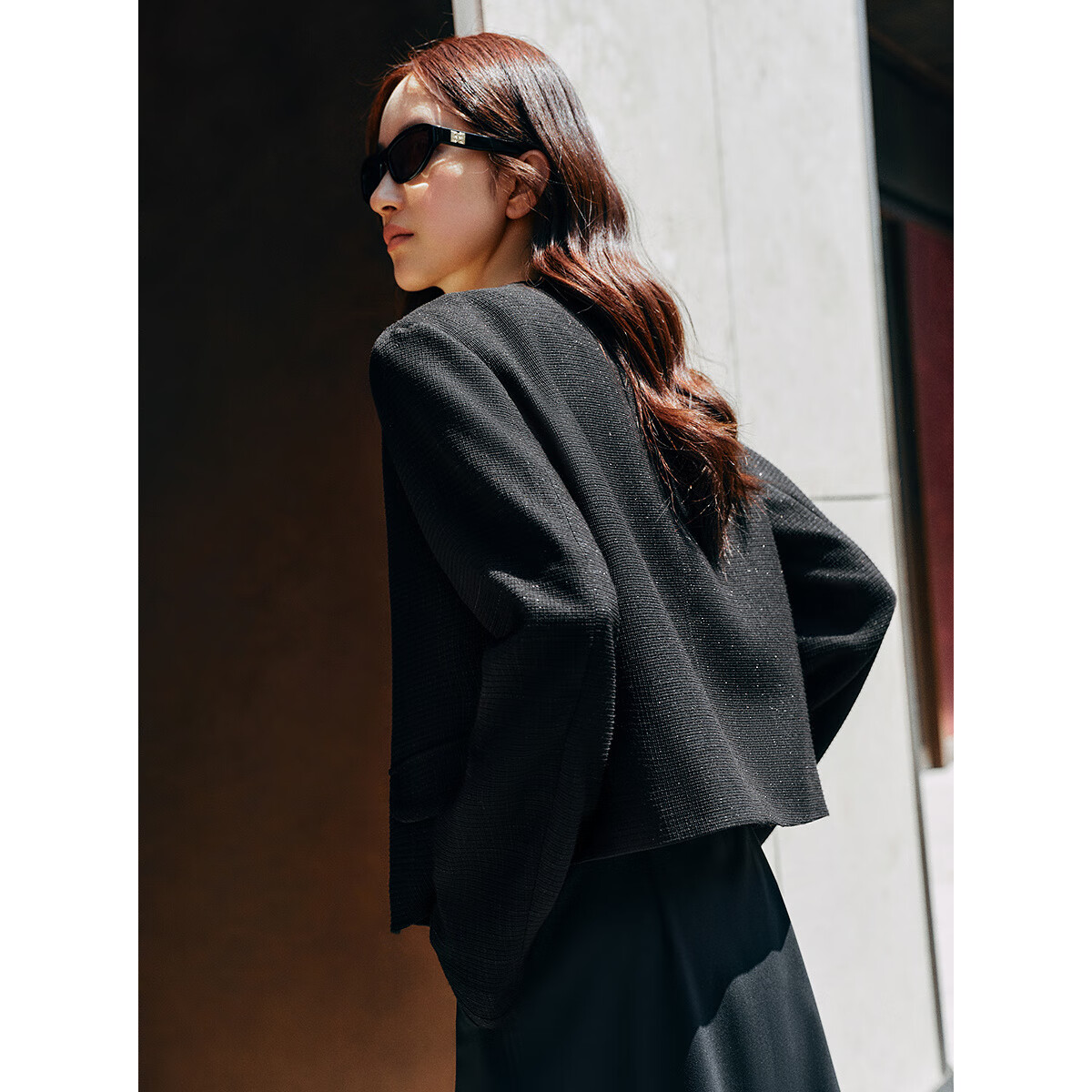 太平鸟秋冬外套集合链接新款女装小香风机车服PU外套冬装夹克 简约双排扣外套黑色 L