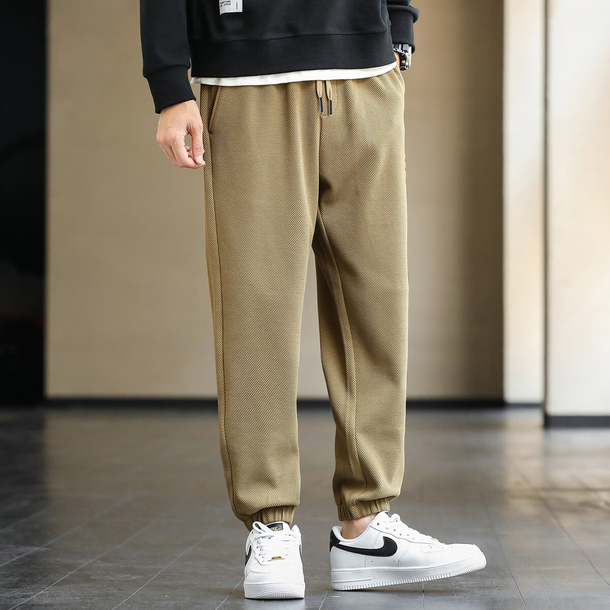 布衣传说休闲裤合集 微弹舒适亲肤百搭小锥形男式休闲裤 卡其10785 XL