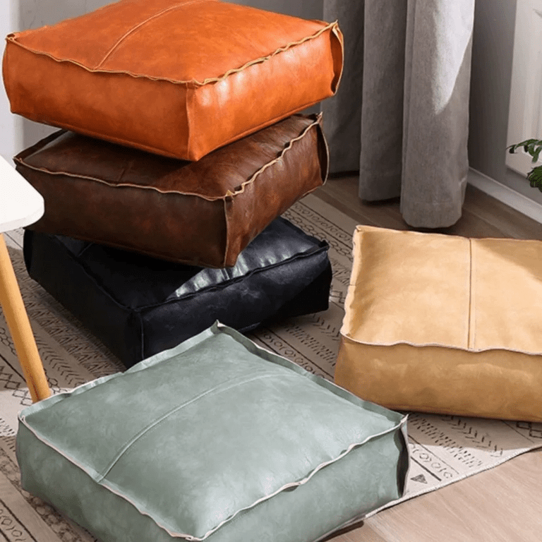 迈途森坐垫蒲团坐墩子皮质旧衣服填充沙发套收纳储物懒人榻榻米坐墩套罩 【颜色随机】1个(40*40*20cm)猫抓皮仅坐 仅皮套，不含填充