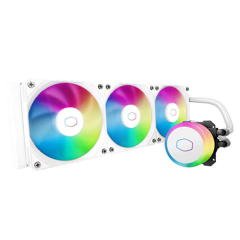 酷冷至尊（CoolerMaster）冰神B360 Pro白色 一體式CPU水冷散熱器 全發(fā)光炫彩冷頭 串接式ARGB效能扇/定制銅底/多平臺扣具