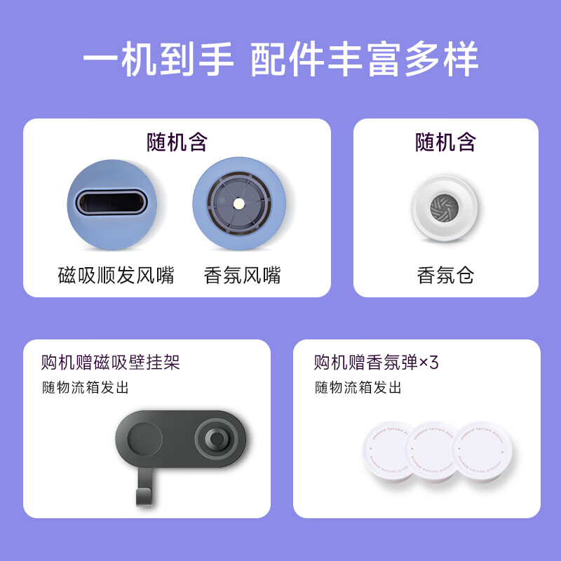 GuLi古黎电吹风 家用高速吹风机 负离子护发吹风筒无叶吹风机 云水蓝 礼盒套装版