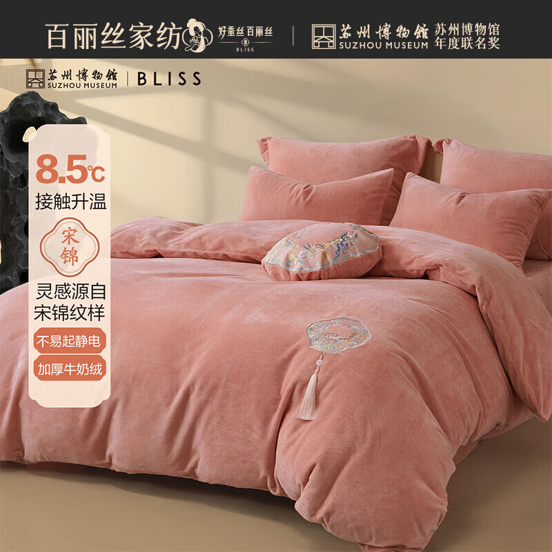 百丽丝被套加厚A类牛奶绒被套单件单人双人被套接触升温升级牛奶绒被套 共潮生·桃粉被套 200cm*230cm