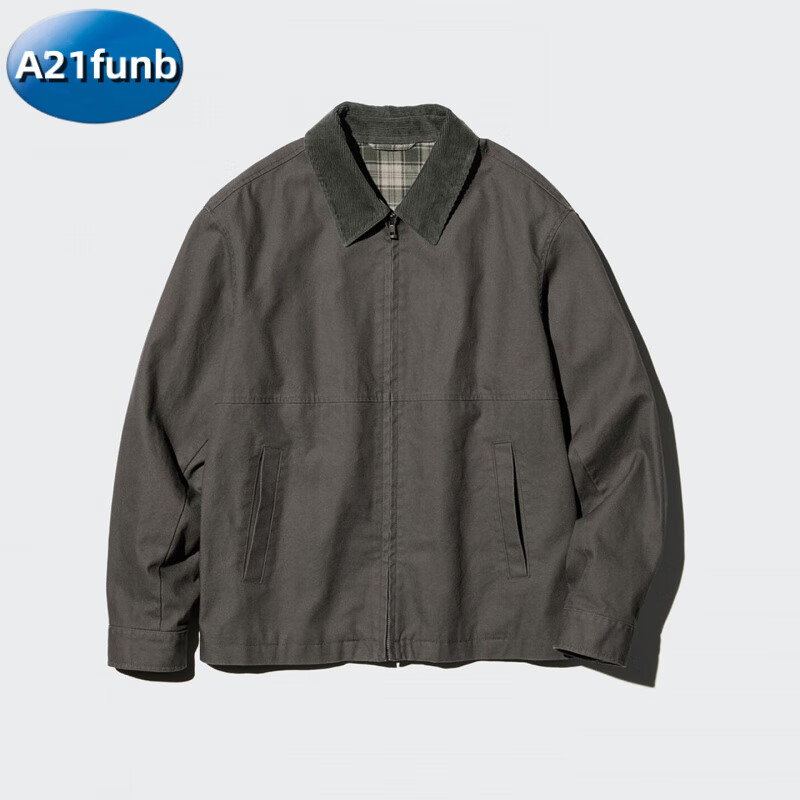 A 21 FUNB男装女装休闲拉链短茄克外套巴恩风翻领夹克2025秋季新款 深橄榄色 Y478230 S