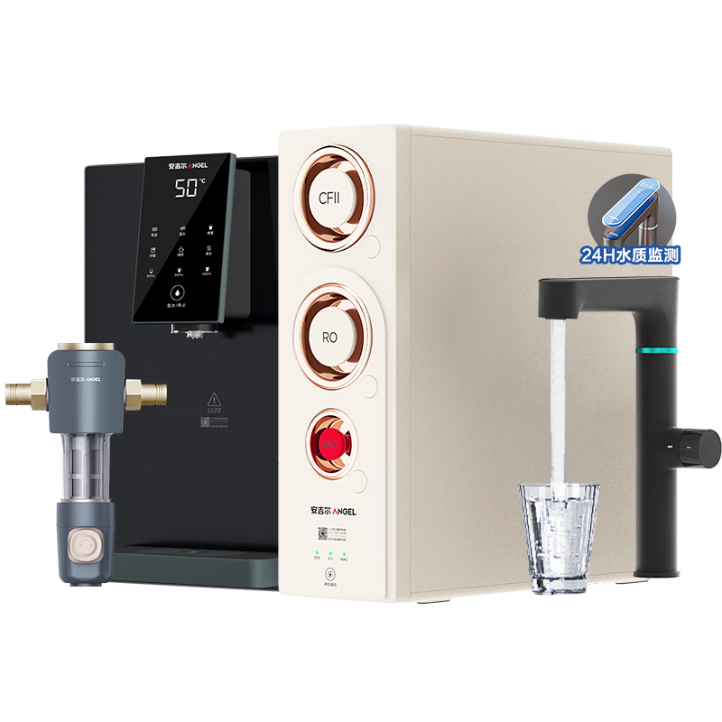 安吉爾【母嬰認(rèn)證】?jī)羲骷矣弥憋嫏C(jī) 哪吒2.0真礦水3500 礦物水機(jī) 1400G流速RO膜套裝加熱 凈水機(jī)凈飲機(jī) 【凈熱飲3件套裝】?jī)羲?前置+管線機(jī)