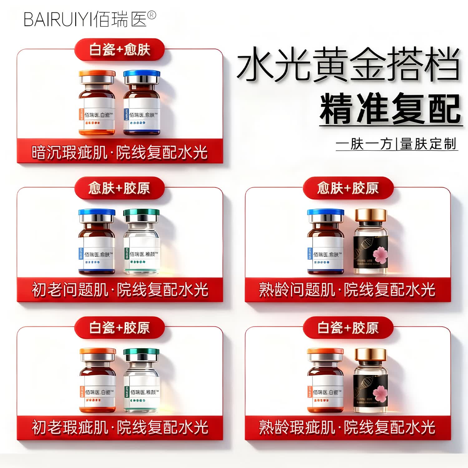 佰瑞医水光原液自用械字号水光原液复配医用重组胶原蛋白仪器居家水光 【眼部暗沉肌】白瓷水光+明眸水光