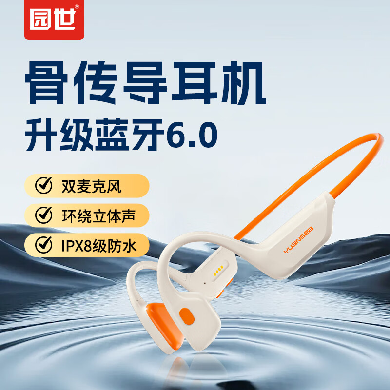 园世 园世 X27骨传导游泳耳机 升级蓝牙6.0 运动健身跑步骑行 32G内存 IPX8级防水 白色