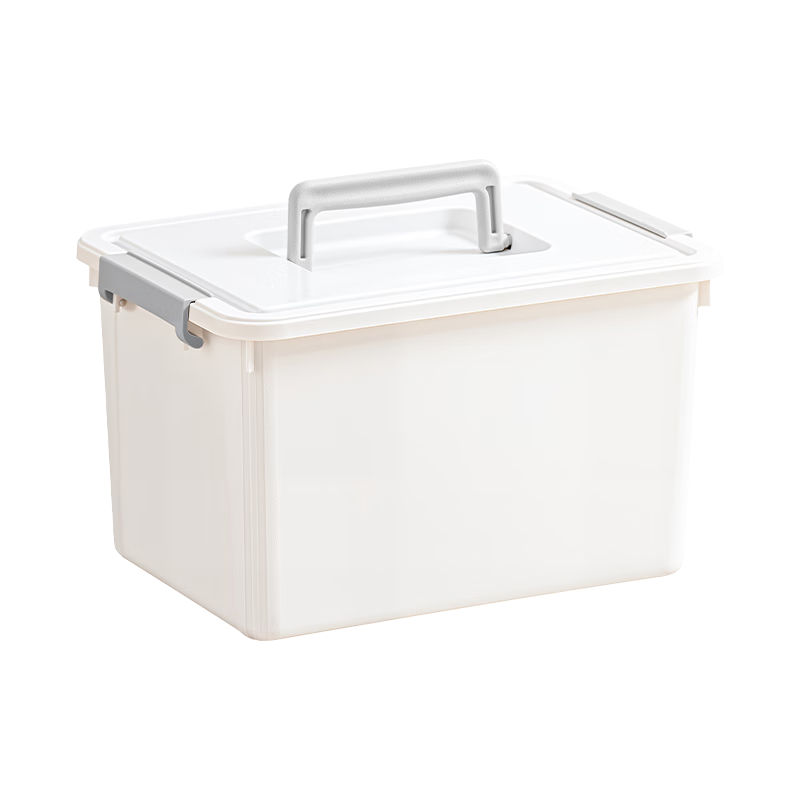 禧天龙 加厚大号收纳箱整理箱家用小件玩具零食化口罩收纳盒手提储物箱 【5.2L白色】26*18*15.8CM 3个装 可手提