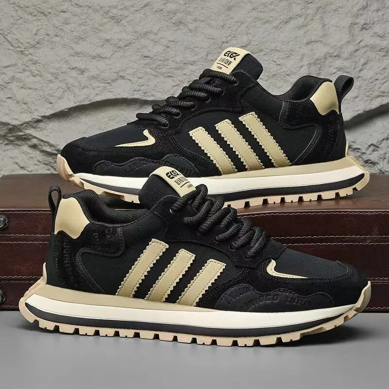 阿甘老爹鞋潮牌男鞋2025秋季新款百搭皮面运动休闲鞋防滑跑步鞋WY 黑色 41