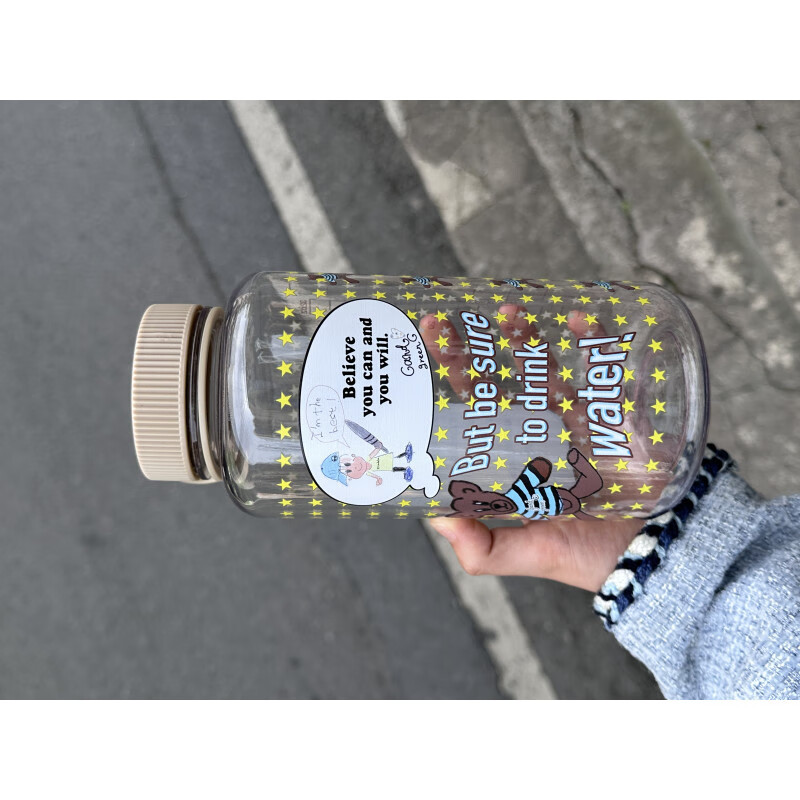 覆古印花y2k女孩1000ml大容量水杯通勤健身可携式塑料杯子 覆古印花杯1祇(1000ml) 京东折扣/优惠券