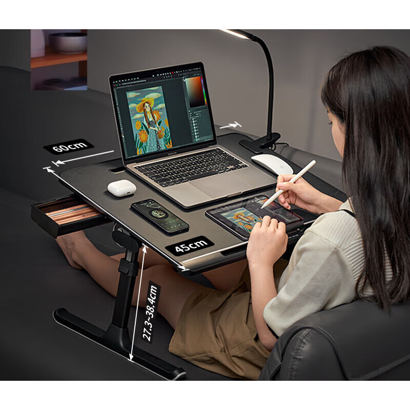 賽鯨（XGear）床上電腦桌床用學(xué)習(xí)桌書(shū)桌筆記本放置臺(tái)辦公桌折疊小桌板宿舍電腦 K7黑色皮面_旗艦版