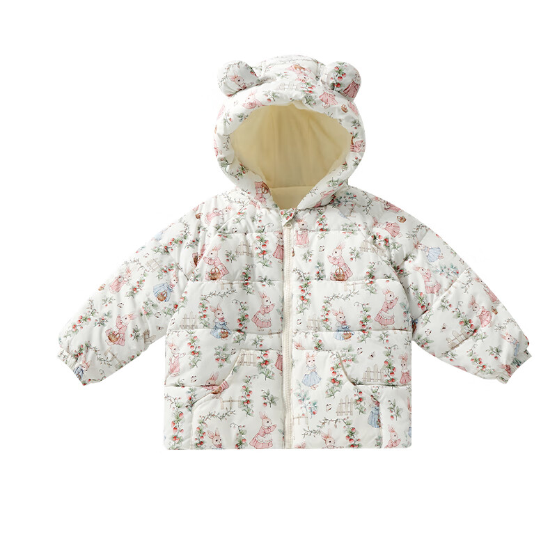 ELLE BABY儿童棉服男女童外套秋冬加厚保暖宝宝棉袄绵柔亲肤上衣 草莓园 120 【推荐身高120cm-110cm】
