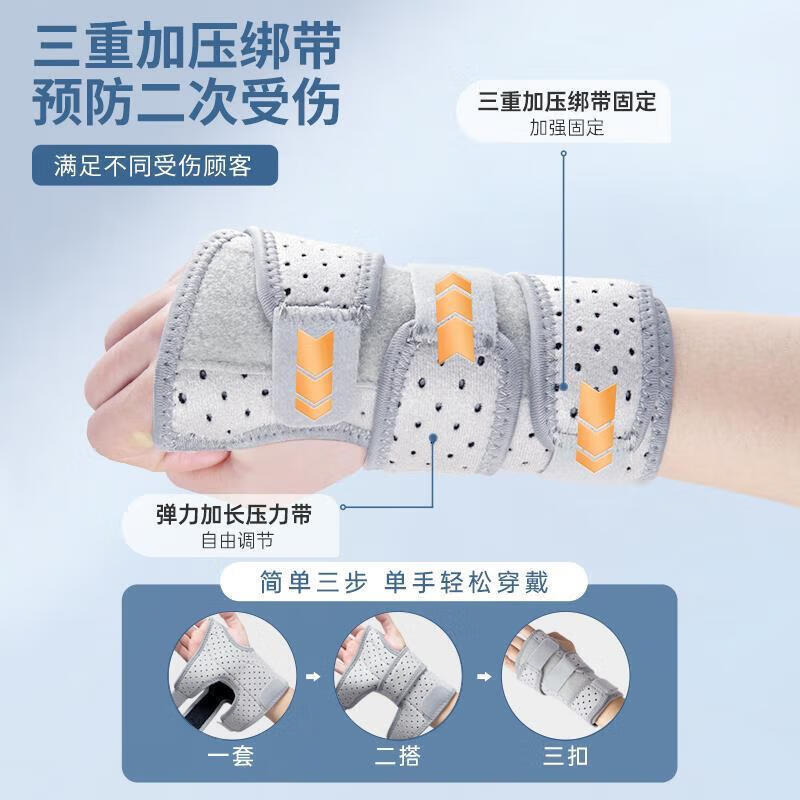 通用护腕扭伤手腕固定器支具腱鞘疼劳损关节套男女腕管综合症 儿童尺码[514岁]男女童通用 三代[右手](可拆卸双铝板+舒适透