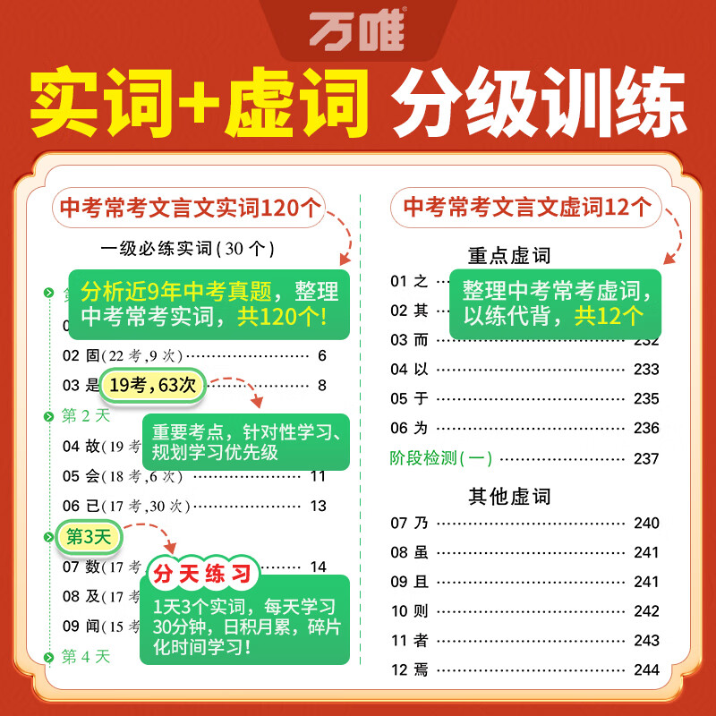 万唯文言文实词虚词初中语文专项训练中学教辅阅读理解七八九年级初一初二初三总复习万维文言文常用字典词典 全国通用 【文言文实词】【京东图书&万唯联合定制活动】
