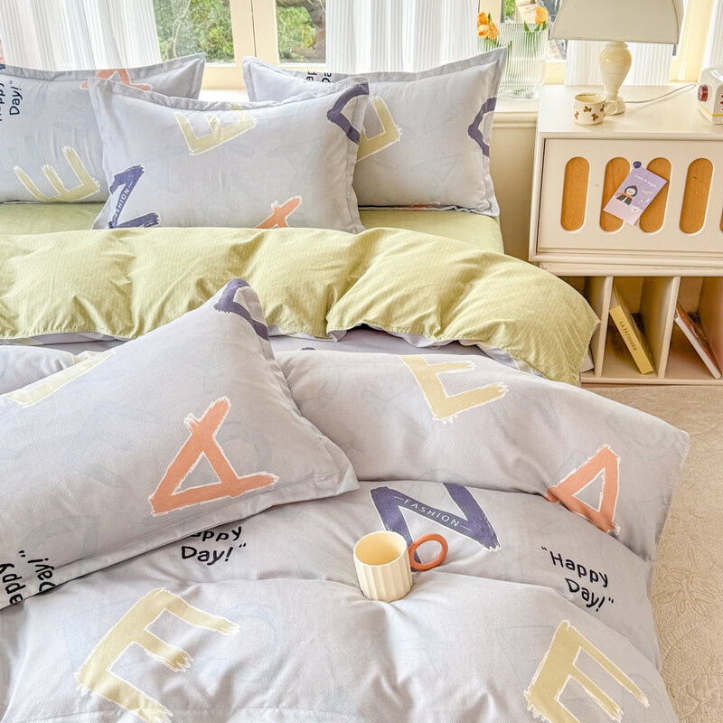 多兰诗（Duolanshi）磨毛四件套 春秋加厚保暖小清新宿舍卡通家用斜纹四件套 欧若拉 1.2米 床单款 被套150*200 三件套
