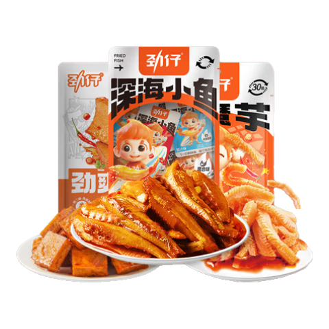 劲仔魔芋爽辣条休闲小吃办公室零食素毛肚解馋追剧零食大礼包节日礼物 【40包】辣卤零食组合330g