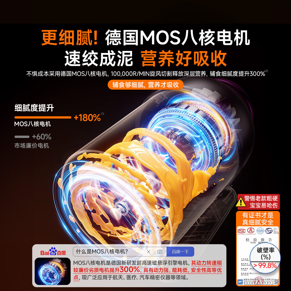 权尚辅食机婴儿宝宝料理机蒸煮一体打米糊小型多功能搅拌绞肉研磨神器 【德国顶配款】极速成泥丨营养锁鲜丨自清洁消毒
