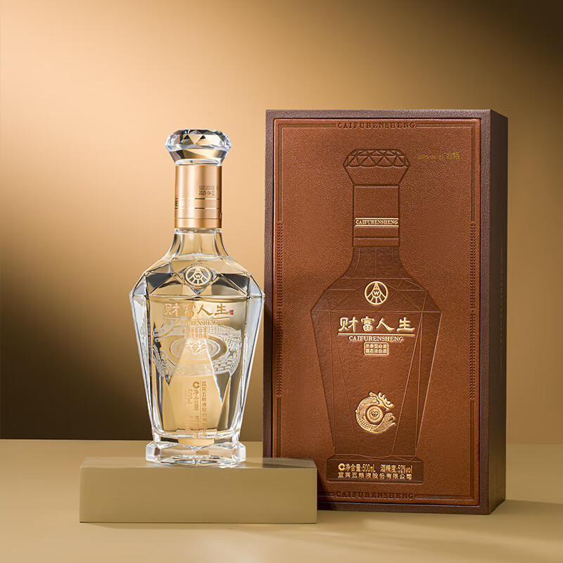 五粮浓香股份出品 官方授权 优级酒 酒水礼盒送礼佳选 52度 500mL 2瓶 财富人生（含礼袋）