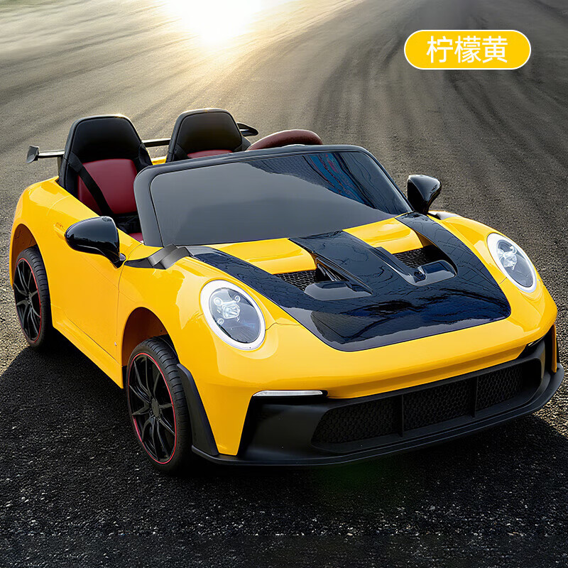 WORK BABY双座儿童电动车四轮可坐双人1-7岁遥控汽车宝宝小孩玩具童车礼物 高配黄色四驱全功能+皮座+软轮 电力驱动+自驾遥控 京东折扣/优惠券