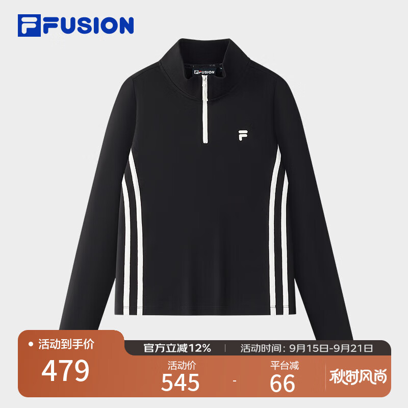FILA FUSION��ֳ���Ů����֯������2025���¿�ʱ��������������T ����ɫ-BK M 165/84A/M