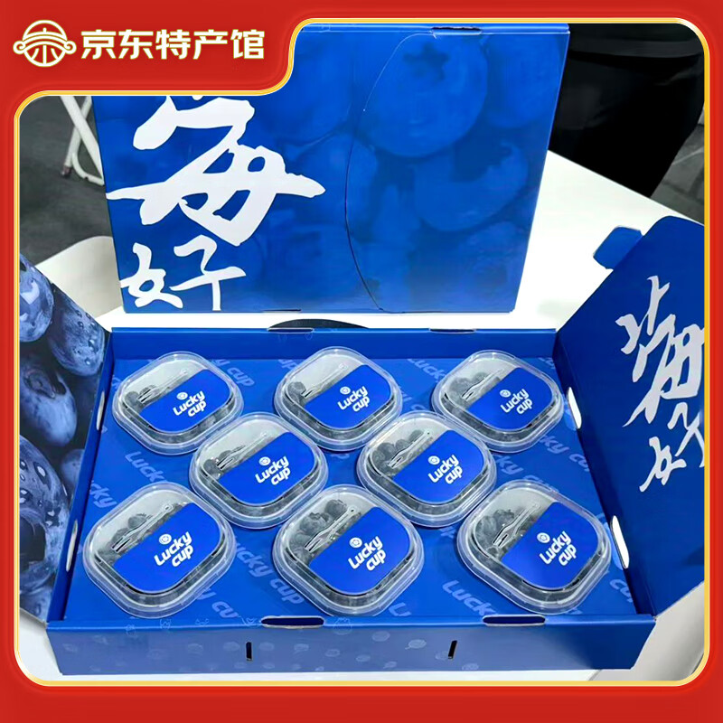 异果恋云南蓝莓 鲜果L25花香蓝莓【空运多地次日达】新鲜水果蓝莓礼盒装 18mm+【8杯*60g】480g礼盒装