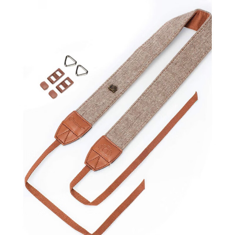 TARION圖玲瓏相機(jī)背帶微單反肩帶斜挎復(fù)古民族風(fēng)適用佳能索尼富士拍立得減壓牛仔掛繩 棕色肩帶