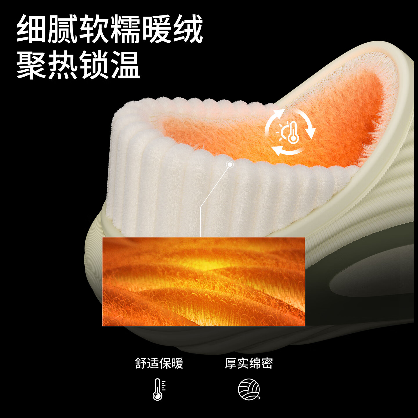 洁丽雅防水棉拖鞋男士秋冬季外穿防滑防臭居家室内加绒保暖全包跟棉鞋女 月光白 【防水保暖  一鞋两穿】 42-43 【标准码】