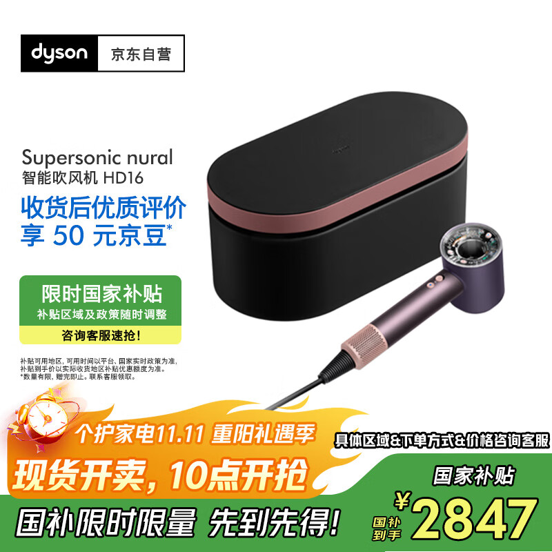 戴森（DYSON）HD16 智能吹风机 Supersonic 电吹风 负离子 速干护发   礼物推荐 HD16晶耀紫色