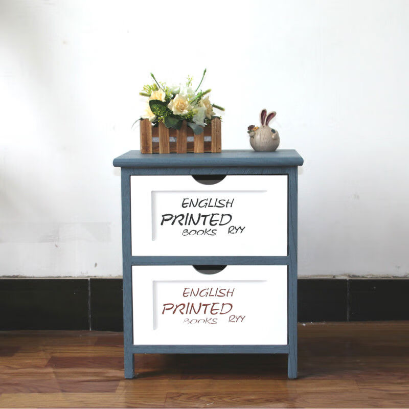 接运猫地中海简约床头柜时尚收纳柜英文字母斗柜田园储藏实木多抽组合