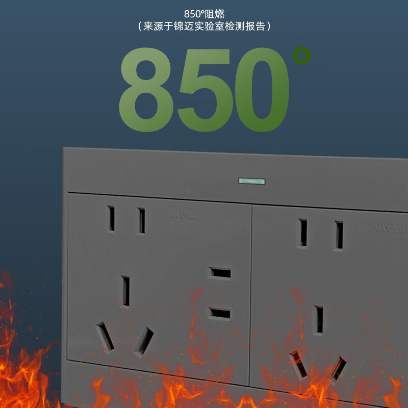 锦迈启光灰明装插座二十四孔带超薄面板大间距家用墙壁24孔面板插座 二十四孔【明装走明线】 16A