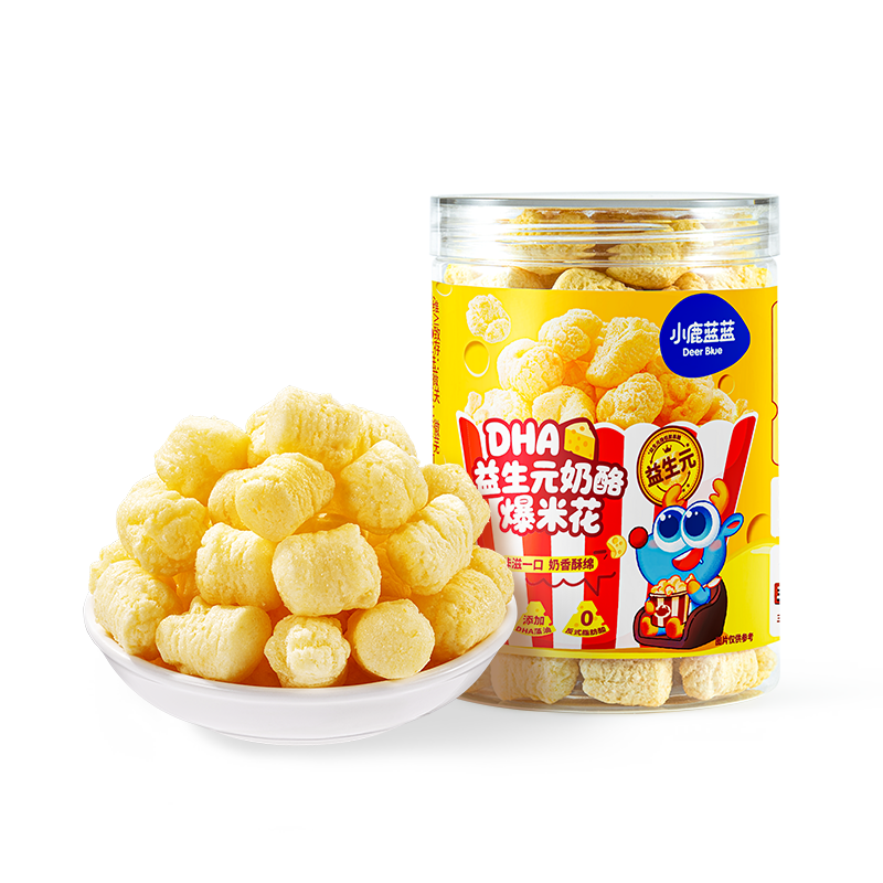 小鹿蓝蓝0蔗糖高钙奶酪酥酥爆米花40g 宝宝泡芙零食儿童奶酪酥零食