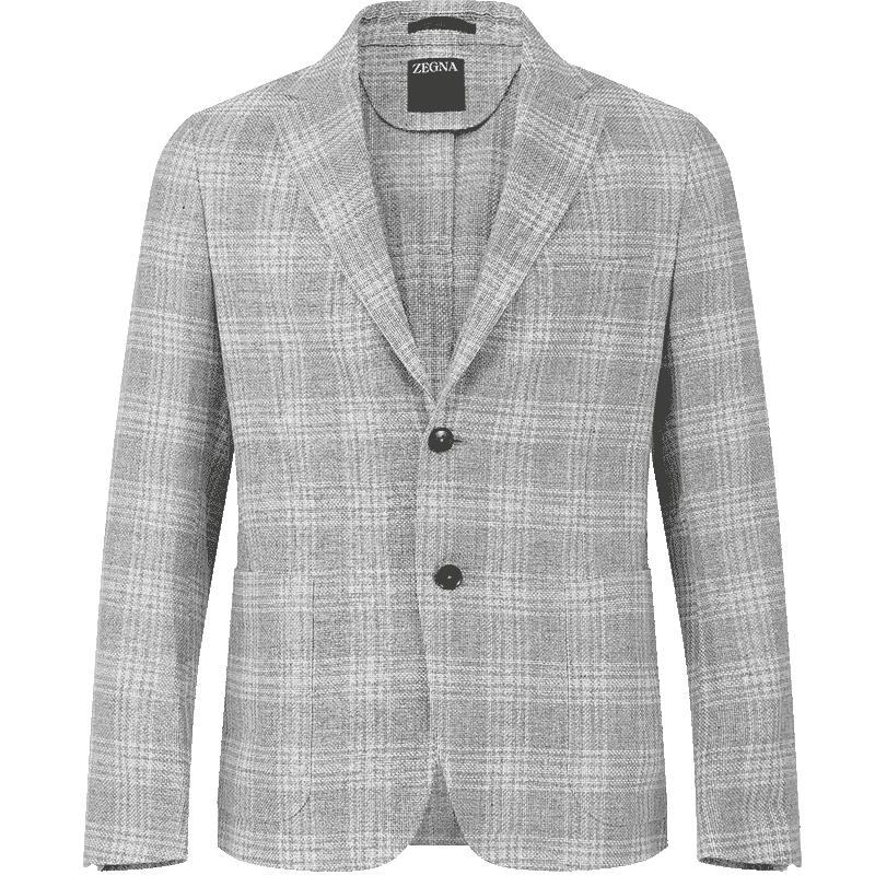 杰尼亞(Zegna)25春夏新品 男士兩粒單排扣編織休閑西服西裝上衣外套男裝禮物男 950719A9 1DNMG0 灰色雜色 52 /xl