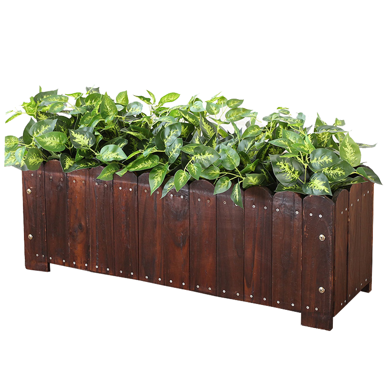 袭美木艺 户外阳台防腐木花盆家用盆景木花箱花池菜园实木种菜大花槽木箱屋顶蔬菜植物种植盆落地庭院装饰 圆头板片96*23*25