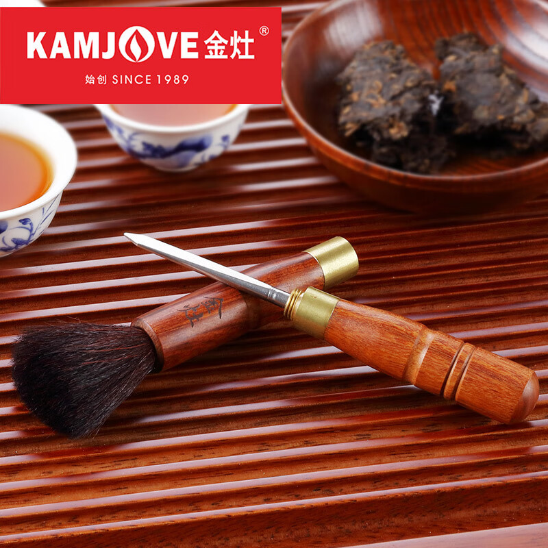 金灶茶筆普洱茶刀二合一養(yǎng)壺筆茶盤刷功夫茶具配件茶道零配 雙功能茶筆花梨木 木制