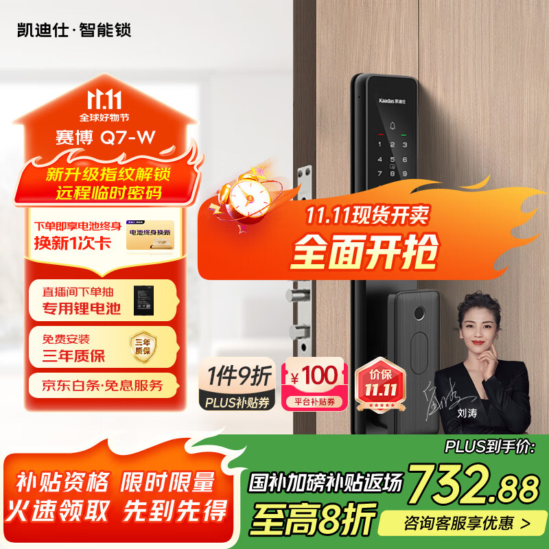 凯迪仕（kaadas） 智能锁 指纹识别防盗门锁密码锁 入户门电子智能锁 赛博Q7-W
