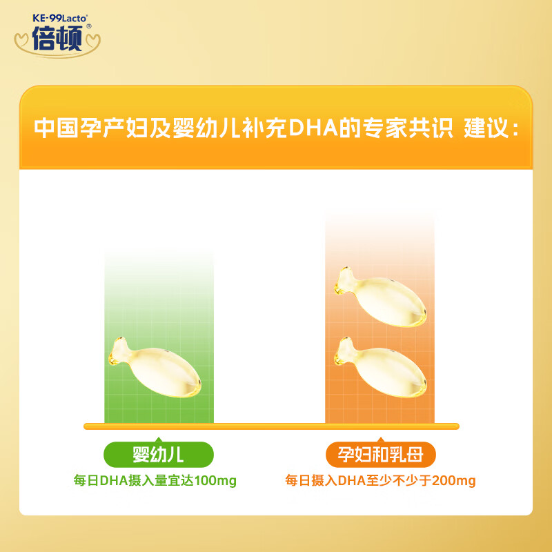 倍顿DHA+ARA80%高纯度藻油含150mgDHA+150mgARA/粒双A黄金配比好成长 超值囤货 60粒*5盒