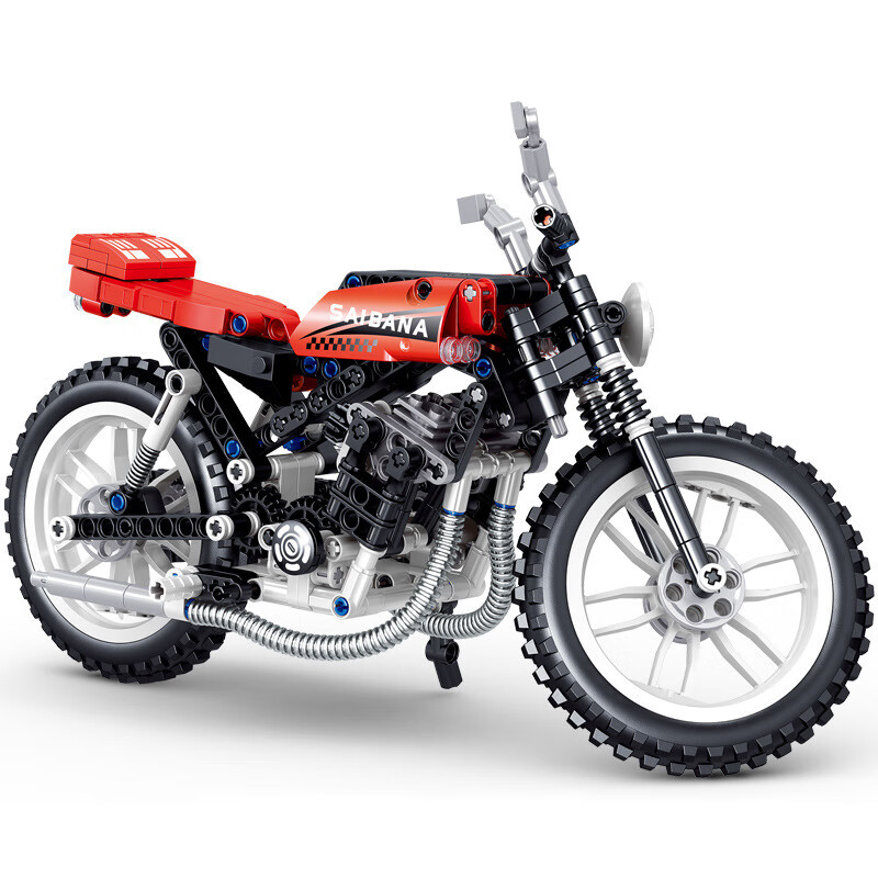 哲高QL0480赤爵摩托車QL0484弗達摩托車模型兒童拼裝玩具積木禮物 哲高QL0480赤爵摩托車積木【387片】
