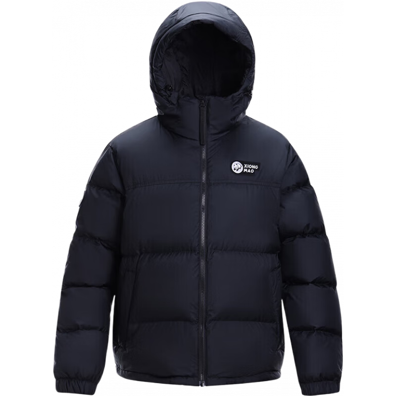 骆驼700高蓬泡泡羽绒服男[熊猫系列]加厚保暖防泼水羽绒服女 A33CR07144Y，幻影黑 ，中性款 L